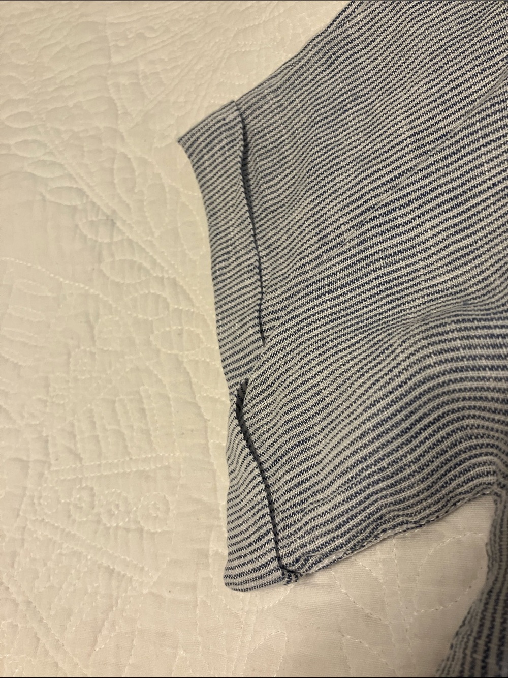 Linen-Blend Striped Polo Shirt - Blue - Picture 5 of 6